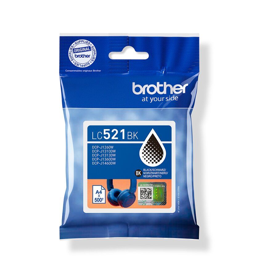 Γνήσιο Μελάνι BROTHER LC-521BK Black - 500 σελ.