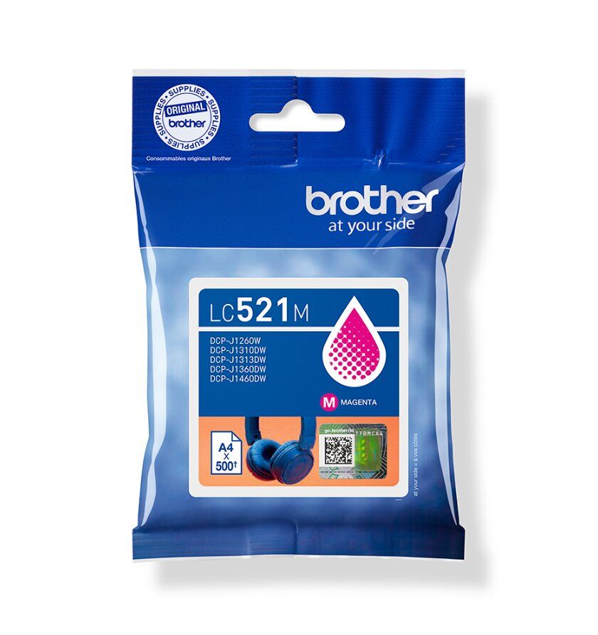 Γνήσιο Μελάνι BROTHER LC-521M Magenta - 500 σελ.