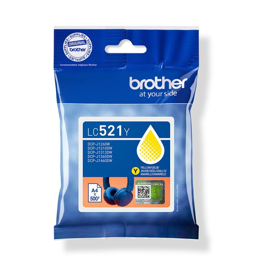 Γνήσιο Μελάνι BROTHER LC-521Y Yellow - 500 σελ.