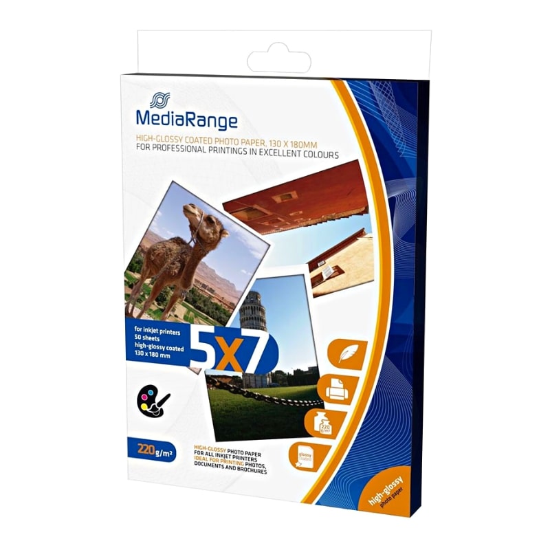 Φωτογραφικές Κάρτες MediaRange 13x18cm High-Glossy για Inkjet Εκτυπωτές 220g/m² 50 Φύλλα (MRINK114)