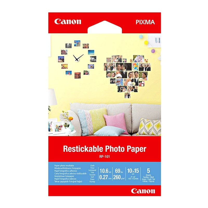 Φωτογραφικό Χαρτί CANON 10x15cm RP-101 Gloss Restickable 260g/m² 5 Φύλλα (3635C002AA)