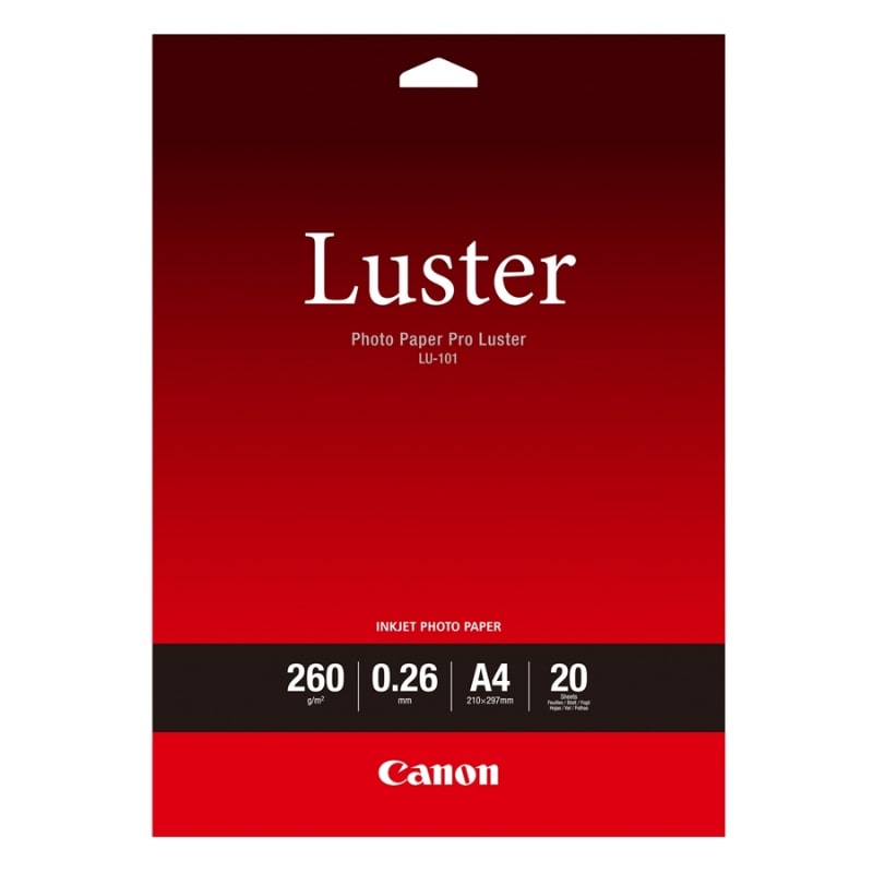 Φωτογραφικό Χαρτί CANON A4 Pro Luster Semi Glossy LU-101 260g/m² 20 Φύλλα (6211B006)