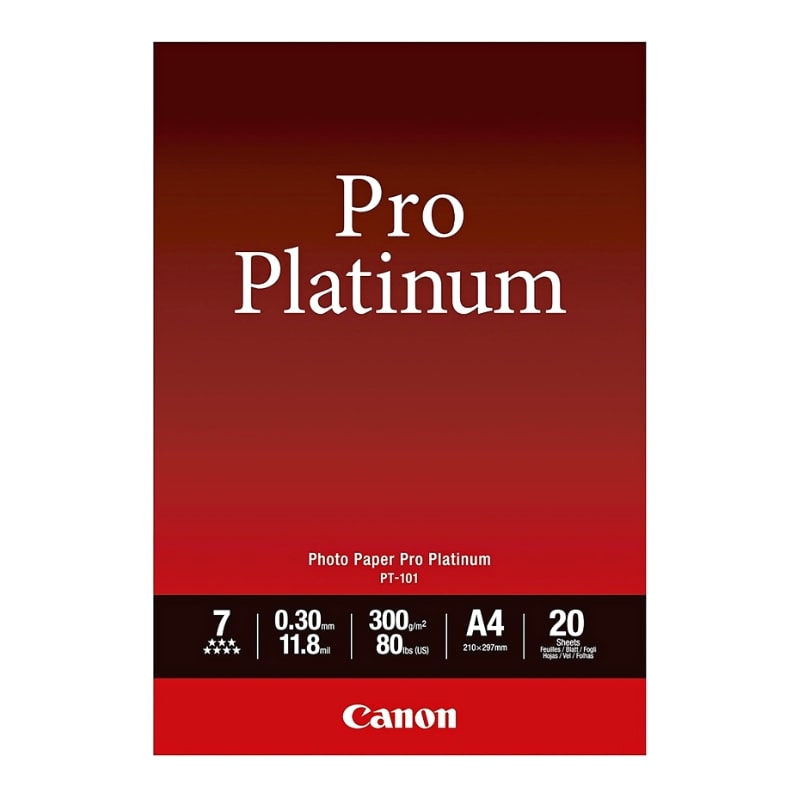 Φωτογραφικό Χαρτί CANON A4 Pro Platinum Glossy 300g/m² 20 Φύλλα (2768B016)