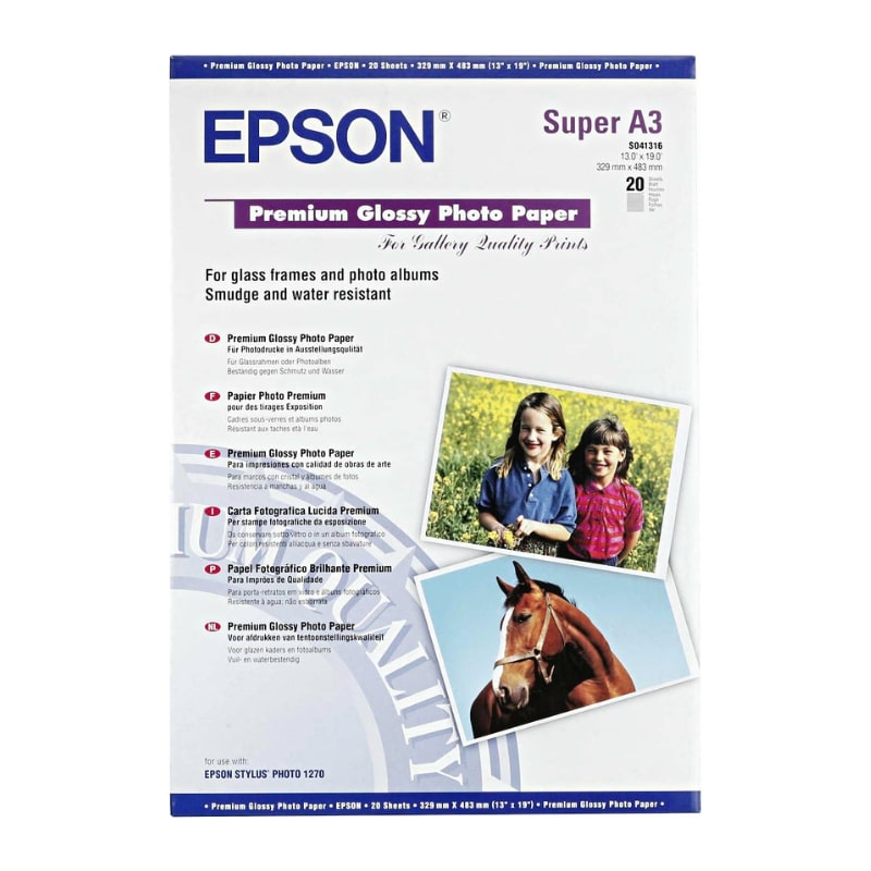 Φωτογραφικό Χαρτί EPSON A3+ Premium Glossy 250g/m² 20 Φύλλα (C13S041316)