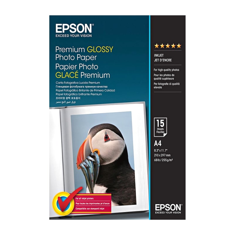 Φωτογραφικό Χαρτί EPSON A4 Premium Glossy 255g/m² 15 Φύλλα (C13S042155)