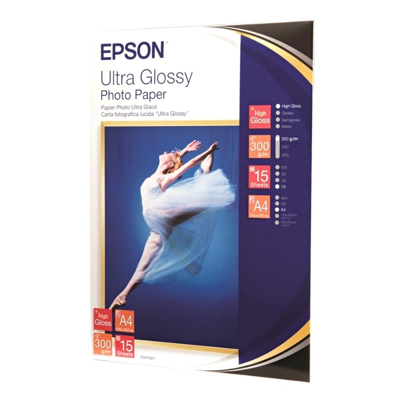 Φωτογραφικό Χαρτί EPSON A4 Ultra Glossy 300g/m² 15 Φύλλα (C13S041927)