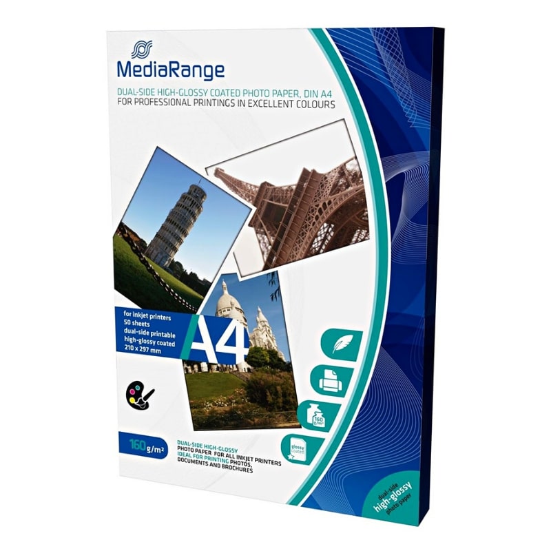 Φωτογραφικό Χαρτί MediaRange Α4 Dual-side High-Glossy για Inkjet Εκτυπωτές 160g/m² 50 Φύλλα (MRINK108)