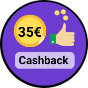 Η εικόνα οδηγεί τον επισκέπτει στη σελίδα του κατασκευαστή Canon στην Ελλάδα, για να εγγραφεί και να συμπληρώσει την αίτηση επιστροφής 35€ Cashback 